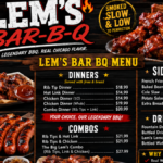 Lem's Bar BQ Menu