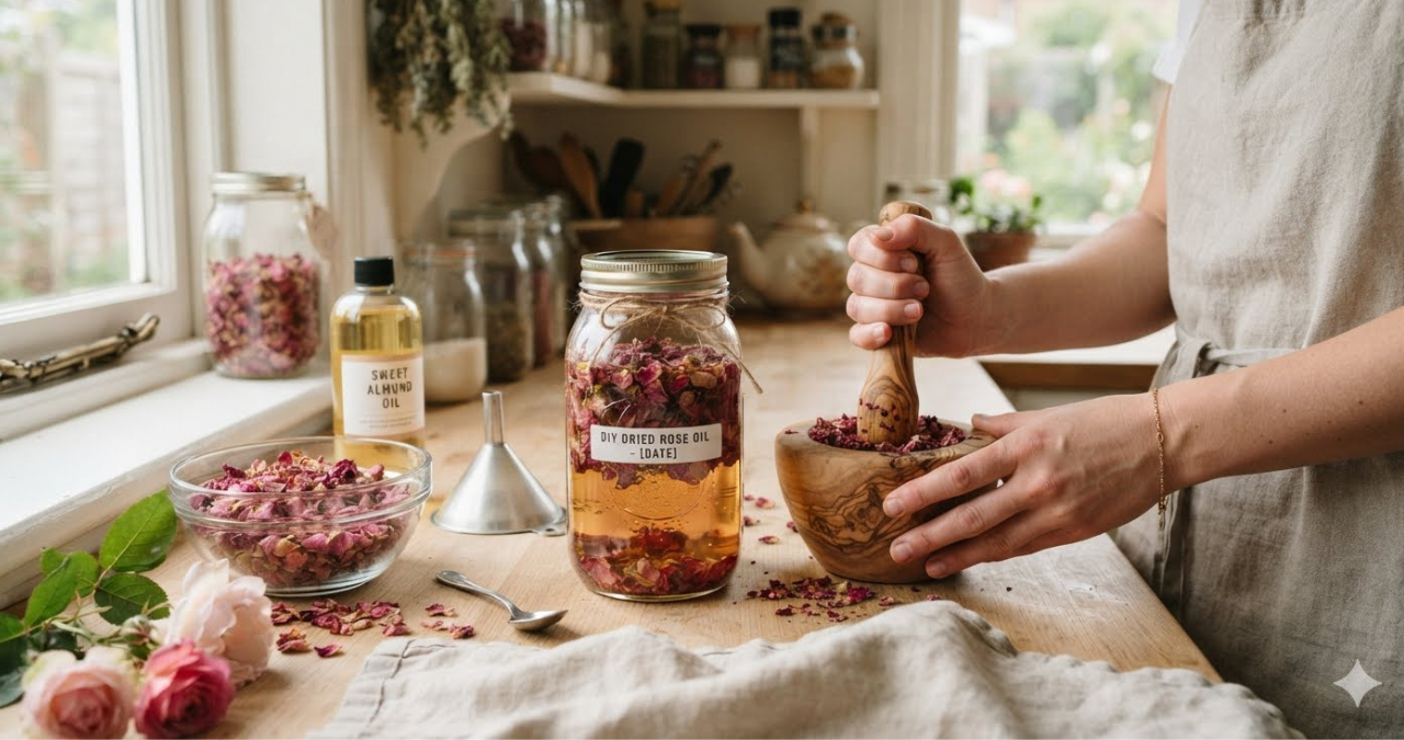 How to Make Rose Oil With Dried Petals